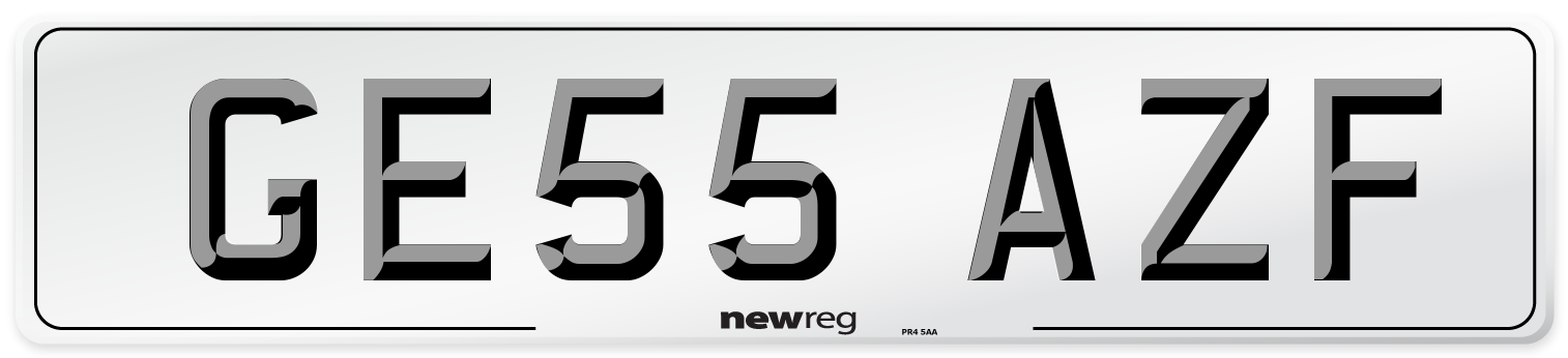 GE55 AZF Number Plate from New Reg
